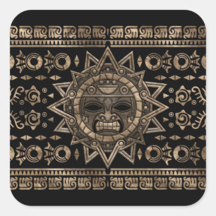 Aztec solgudguld och svart fyrkantigt klistermärke