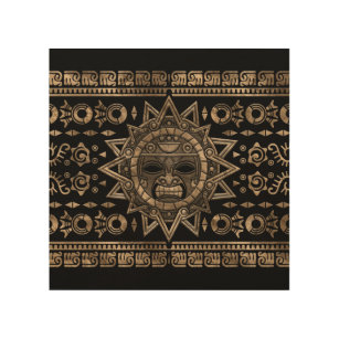 Aztec solgudguld och svart trätavla