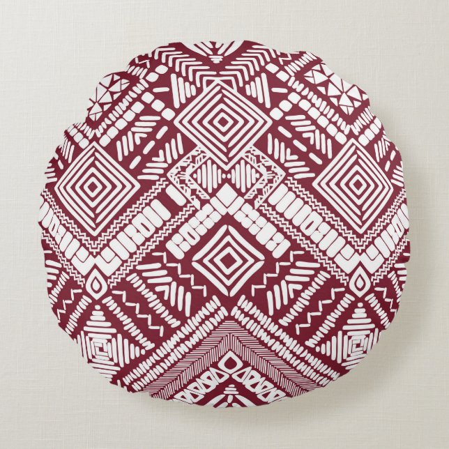 Aztec, sömlös mönster rund kudde (Framsidan)