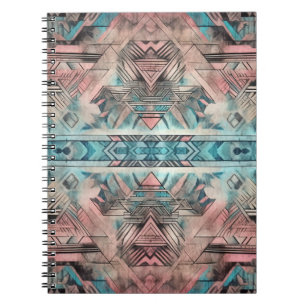 Aztec Southwest Pastel Rosa and Blue Anteckningsbok