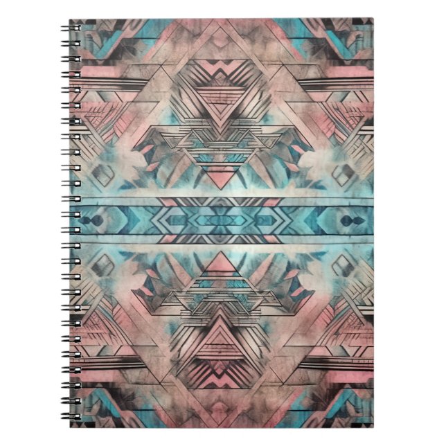 Aztec Southwest Pastel Rosa and Blue Anteckningsbok (Framsidan)
