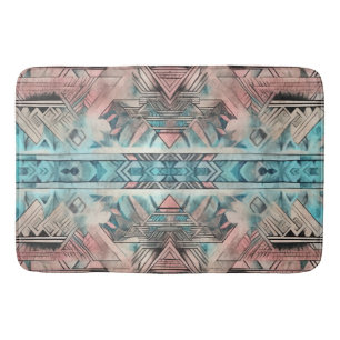 Aztec Southwest Pastel Rosa and Blue Badrumsmatta