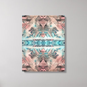 Aztec Southwest Pastel Rosa and Blue Canvastryck
