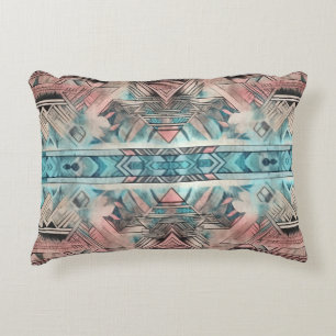 Aztec Southwest Pastel Rosa and Blue Prydnadskudde
