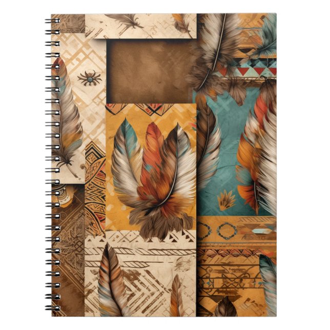 Aztec Southwest Tribal Feathers Anteckningsbok (Framsidan)