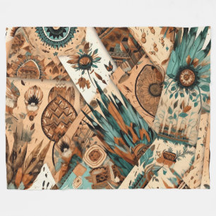 Aztec Southwest Tribal Feathers Fleecefilt