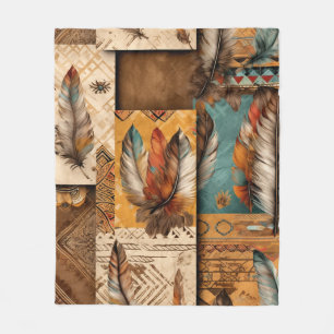 Aztec Southwest Tribal Feathers Fleecefilt
