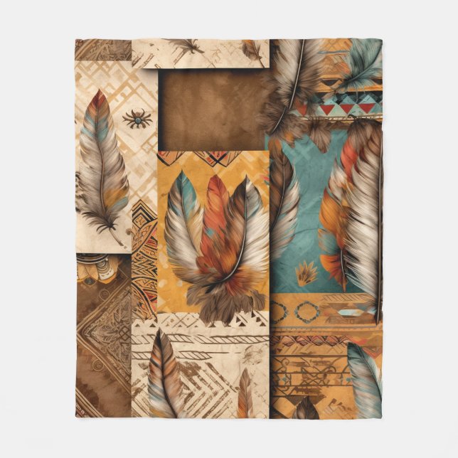 Aztec Southwest Tribal Feathers Fleecefilt (Framsidan)