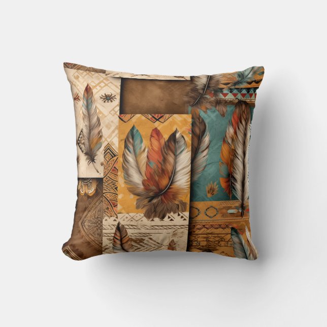 Aztec Southwest Tribal Feathers Kudde (Framsida)