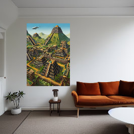 Aztec-staden i berget | AI Art Poster