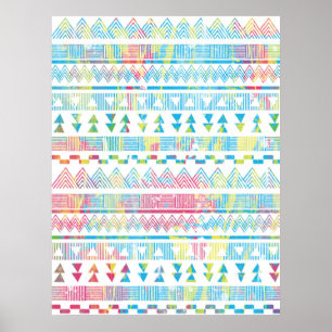 Aztec-stam för vibrerande abstrakt, vattenfärgstän poster