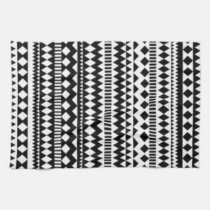 Aztec stam- mönster för kall geometrisvartvit kökshandduk