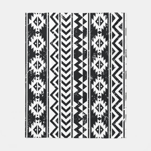 Aztec-stammen: grunge white mönster. fleecefilt (Framsidan)
