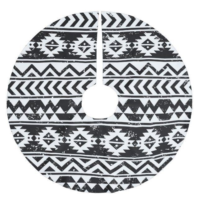 Aztec-stammen: grunge white mönster. julgransmatta borstad polyester (Framsidan)