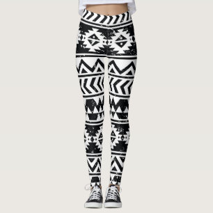 Aztec-stammen: grunge white mönster. leggings