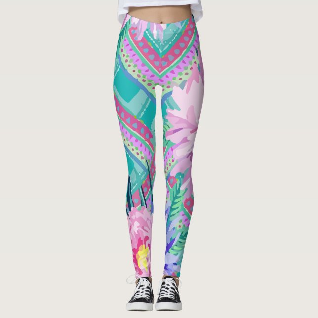 Aztec-stamskrift Leggings (Framsida)