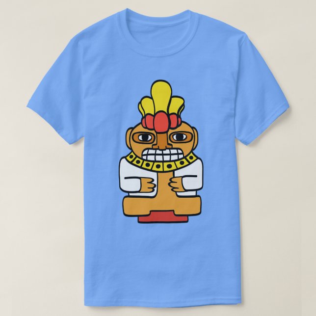 Aztec Statue Sydamerika Figur indisk T Shirt (Design framsida)