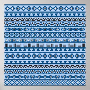 Aztec Stil Mönster Blues Black & White Poster