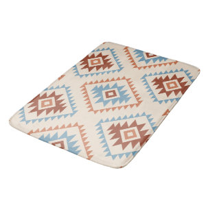 Aztec Stil Motif Big Mönster Blue Crm Terracottas Badrumsmatta