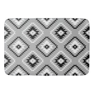 Aztec Stil Motif Mönster Black White Grått Badrumsmatta