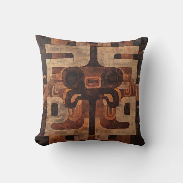 Aztec Stone Mask Mönster Pillow Kudde (Framsida)