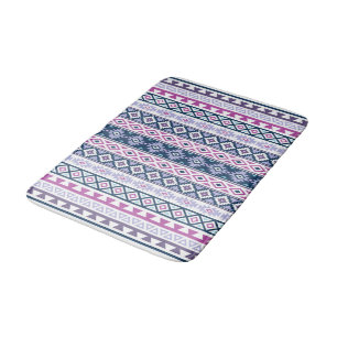 Aztec Stylized Mönster Pinks Lila Blues White Badrumsmatta