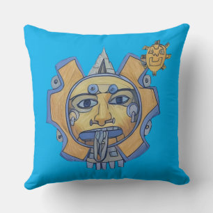 Aztec Sun Kasta Kudde Mörkblå baksida Ljus