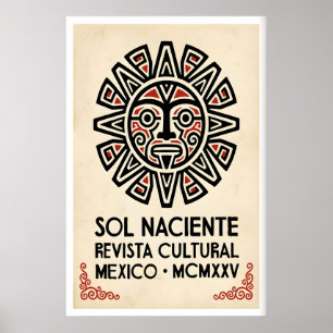Aztec Sun Print - Geometriska strålar, djärv kontr Poster