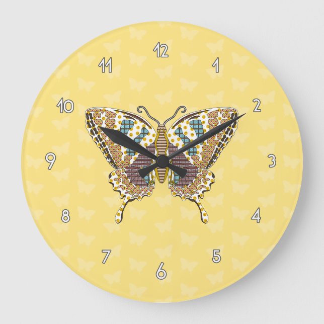 Aztec Swallowtail Clock Stor Klocka (Framsida)