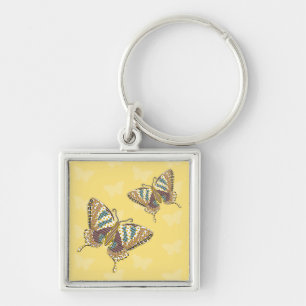 Aztec Swallowtail Keychain Fyrkantig Silverfärgad Nyckelring
