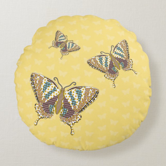 Aztec Swallowtail Round Pillow Rund Kudde (Framsidan)