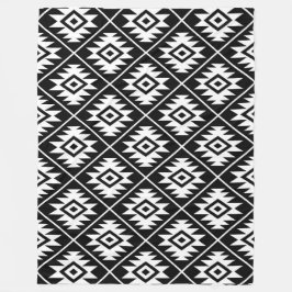 Aztec-symbol med stiliserad Mönster vit på svart Fleecefilt