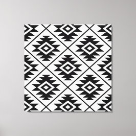 Aztec-symbol Stiliserad Big PTN svart på vitt Canvastryck