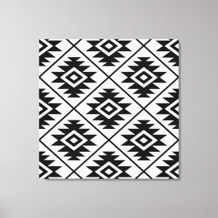 Aztec-symbol Stiliserad Big PTN svart på vitt Canvastryck