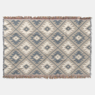 Aztec Symbol Stylized Mönster Blue Cream Sand Filt