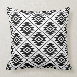 Aztec symbol Stylized mönstersvart på vit Kudde