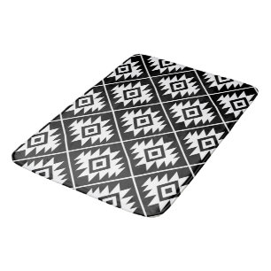 Aztec symbol Stylized mönstervit på svart Badrumsmatta