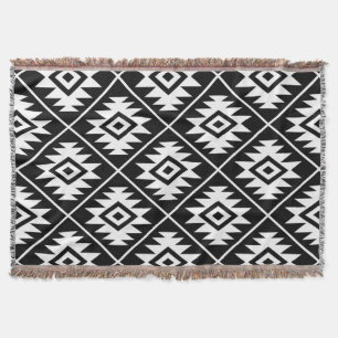 Aztec symbol Stylized stor Ptn vit på svart Mysfilt