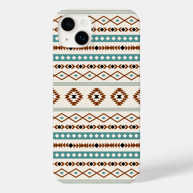 Aztec Teal Terracotta Black Cream Mixed Mönster (Baksida)