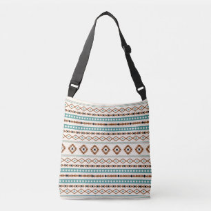 Aztec Teal Terracotta Black Cream Mixed Mönster Axelväska