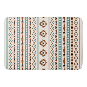 Aztec Teal Terracotta Black Cream Mixed Mönster Badrumsmatta