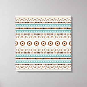 Aztec Teal Terracotta Black Cream Mixed Mönster Canvastryck