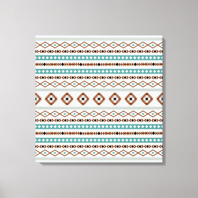 Aztec Teal Terracotta Black Cream Mixed Mönster Canvastryck (Framsida)