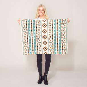 Aztec Teal Terracotta Black Cream Mixed Mönster Fleecefilt