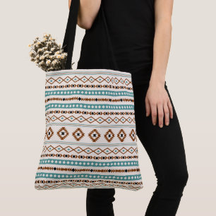 Aztec Teal Terracotta Black Cream Mixed Mönster Tygkasse