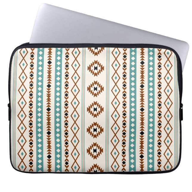 Aztec Teal Terracotta Black Cream Mixed (V)Mönster Laptop Fodral (Framsidan)
