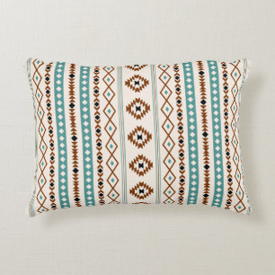 Aztec Teal Terracotta Blk Crm Mix Motifs(V) Mönste Prydnadskudde