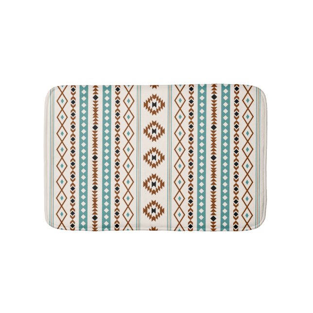 Aztec Teal Terracotta Blk Crm Mixed Motifs (V) Ptn Badrumsmatta (Framsidan)