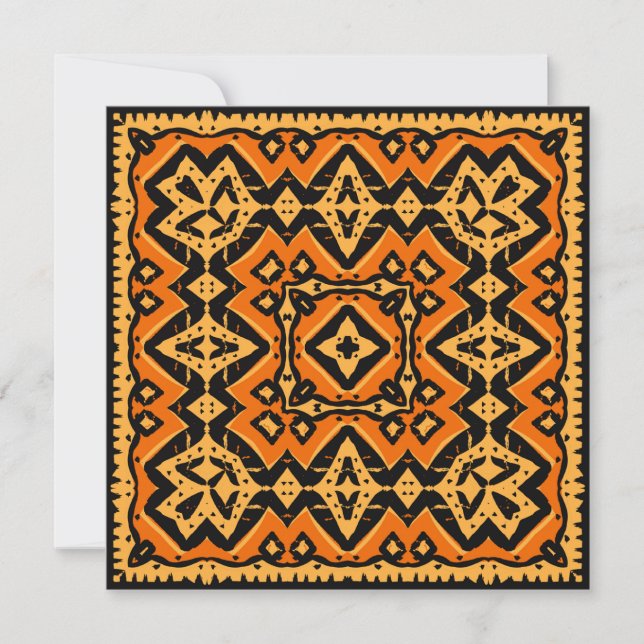 Aztec Terra Cotta Guld Designer Square Note Card Julkort (Framsida)