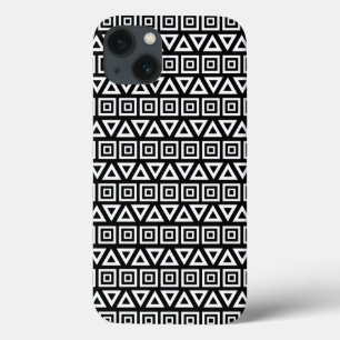 Aztec Triangles+Squares Mönster White på Black